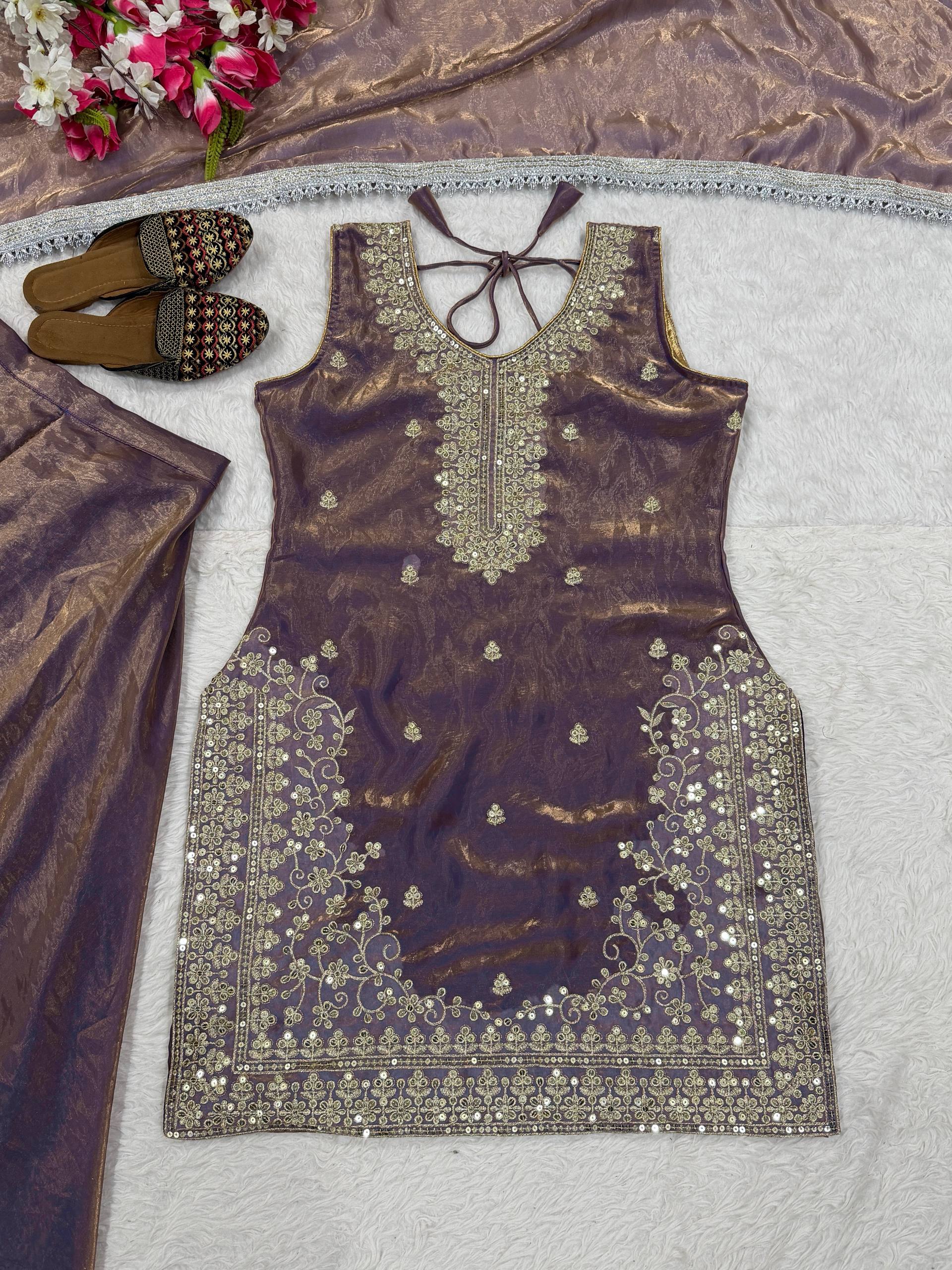 Midnight Mauve Iridescent Zari Couture